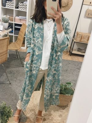 Kimono Tiziana (pájaros/fondo verde)