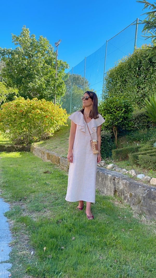 Vestido Claudia Burdeos Rayas (preventa 3 de Junio)