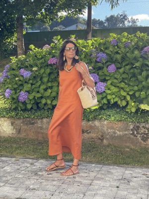 Vestido Valentina Lino teja (preventa 3 de Junio)