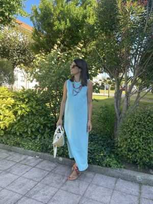 Vestido Valentina Lino turquesa (preventa 3 de Junio)