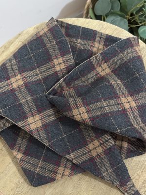 Bandana/pañuelo Casilda cuadro gris/cámel (prev. envío 22 Dic.)