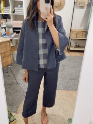 Chaqueta Imelda Lino Azul(preventa con envio 17-24 Abril)