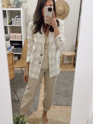 Blazer Renata Lino Cuadros Beige (preventa con envío 27-30 Abril)
