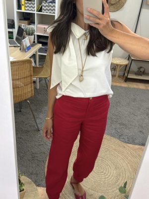 Pantalón Constanza Lino Rojo (preventa con envío 29 de Mayo-4 Junio)