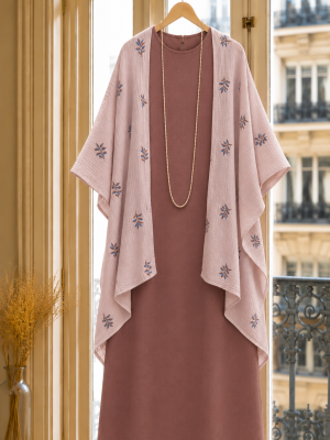 Poncho/Kimono Sofía gasa bordada (preventa con envío 30 Junio/ 6 Julio)