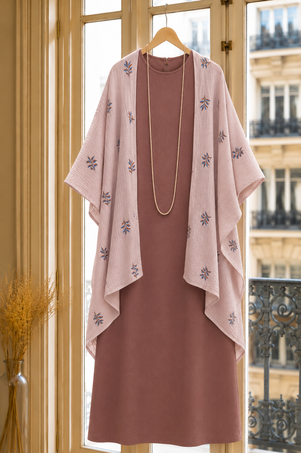 Poncho/Kimono Sofía gasa bordada (preventa con envío 30 Junio/ 6 Julio)