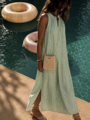 Vestido Mafalda estampado aqua (preventa con envío 24 Julio- 28 Julio)