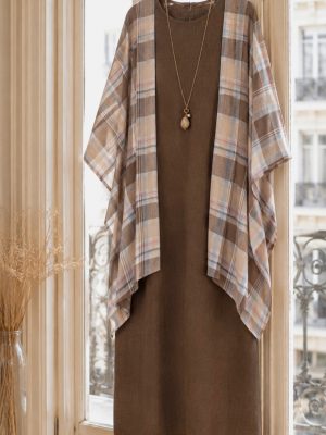 Poncho/Kimono Sofía lino cuadros (preventa con envío 30 Junio/ 6 Julio)