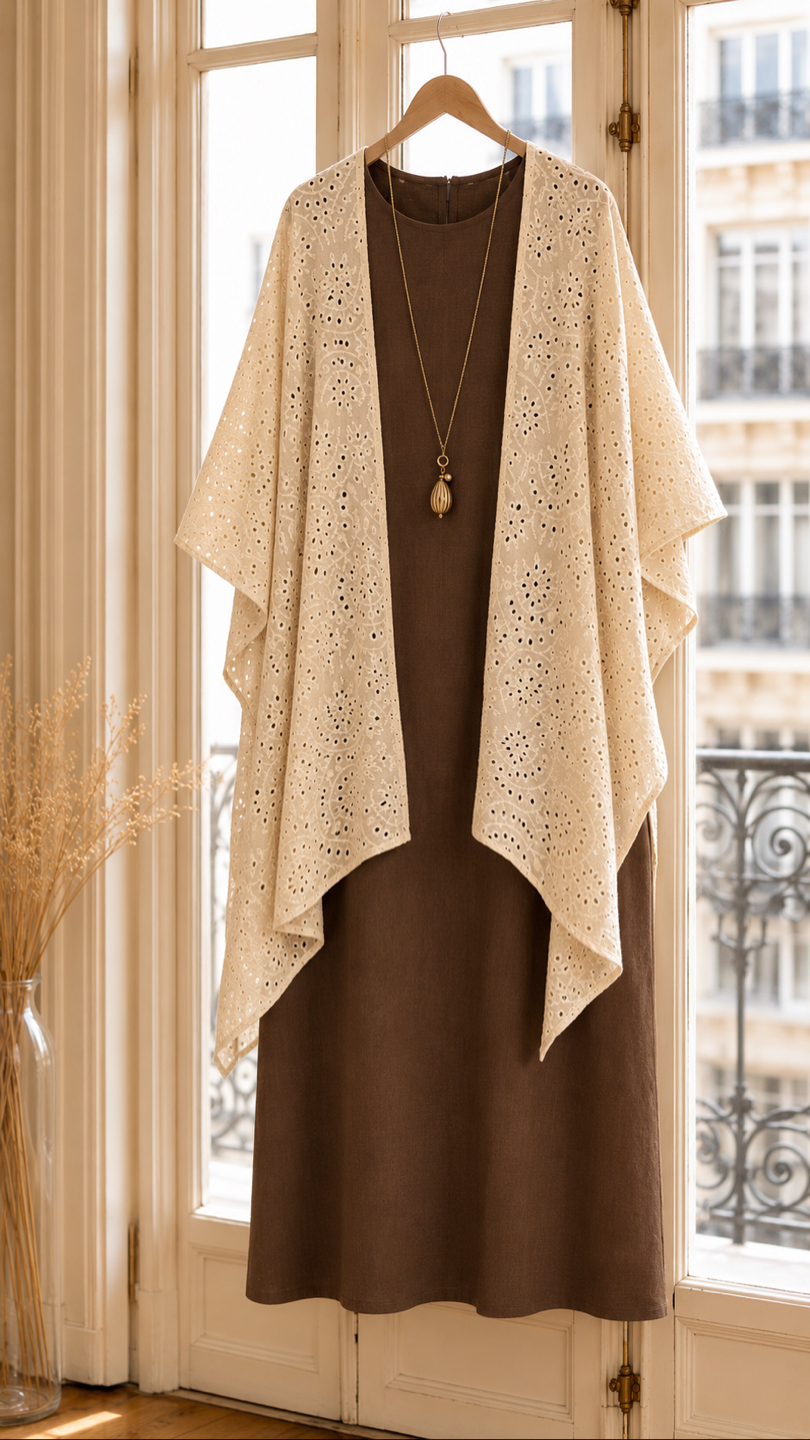 Poncho/Kimono Sofía algodón bordado (preventa con envío 30 Junio/ 6 Julio) - Imagen 5