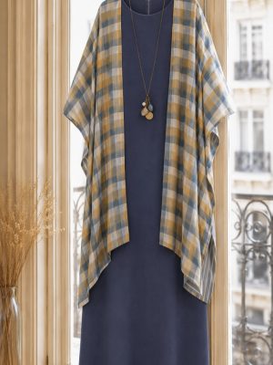 Poncho/Kimono Sofía doble gasa cuadros/rayas (preventa con envío 30 Junio/ 6 Julio)