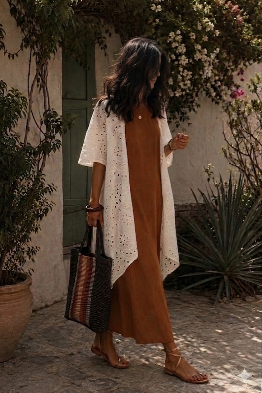 Poncho/Kimono Sofía algodón bordado (preventa con envío 30 Junio/ 6 Julio) - Imagen 4