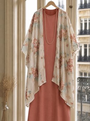 Poncho/Kimono Sofía viscosa bordada (preventa con envío 30 Junio/ 6 Julio)