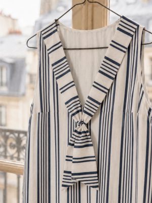 Vestido Marina raya bordada azul ( preventa con envío 28-31 Julio)