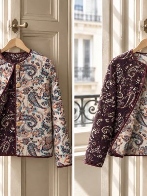 Chaqueta Adriana ( Coral/ Berenjena)/Tejido recuperado