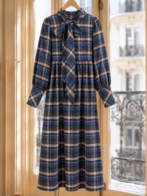 Vestido Marguerite cuadros azul (preventa con envío 20-26 Nov)