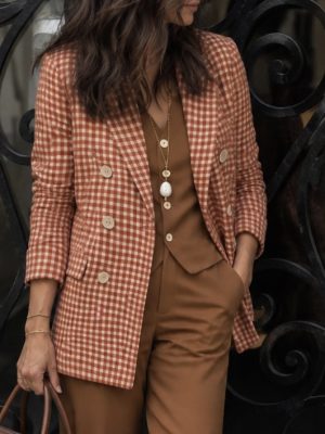 Blazer Pipa vichy teja (preventa con envío 23-29 Octubre)